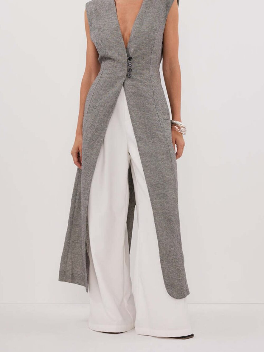 Dissh Elias Charcoal Longline Vest NWT AU 8 / US 4 Deep V Sleeveless